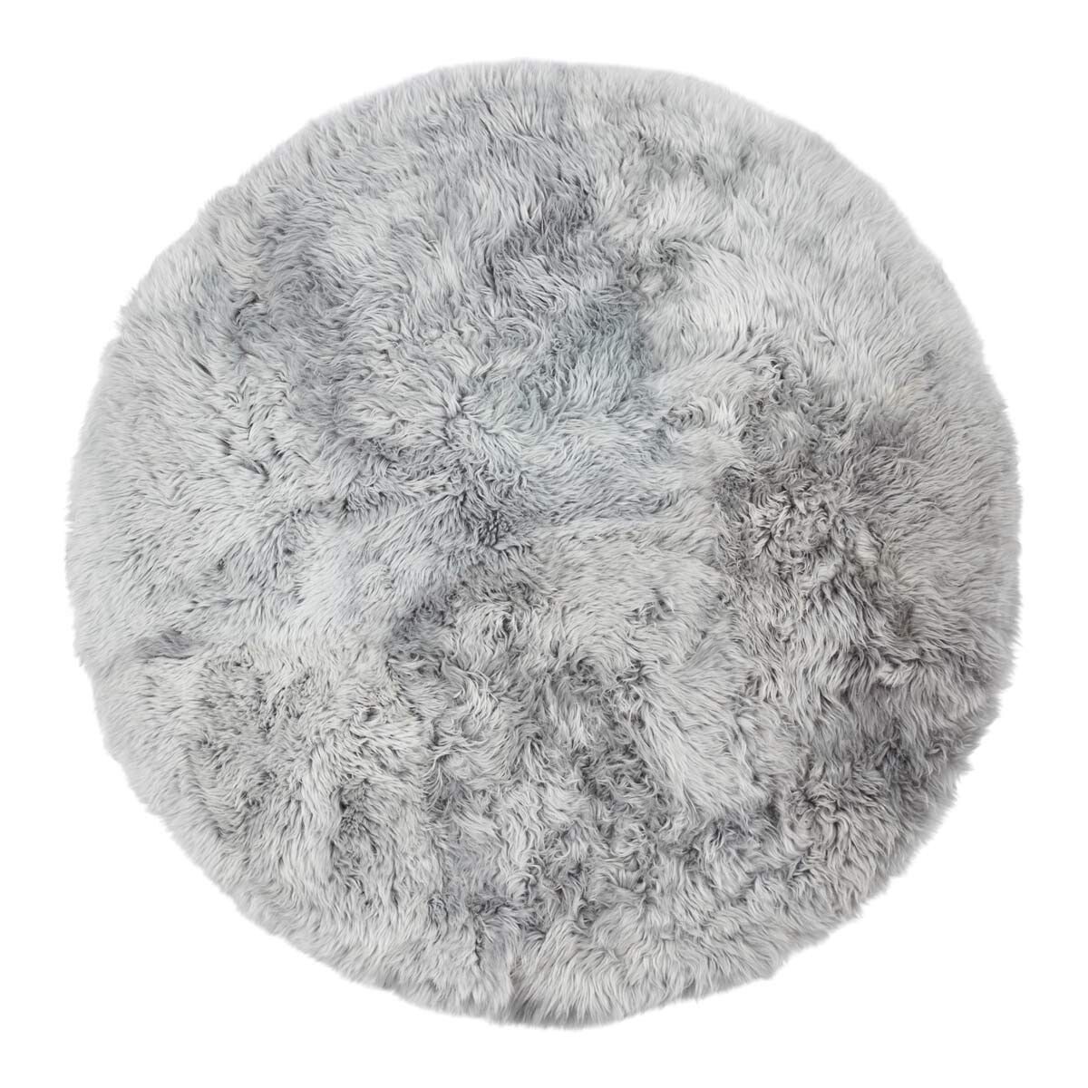 Long Wool Sheepskin Design Rug | Ø140 cm Light Grey