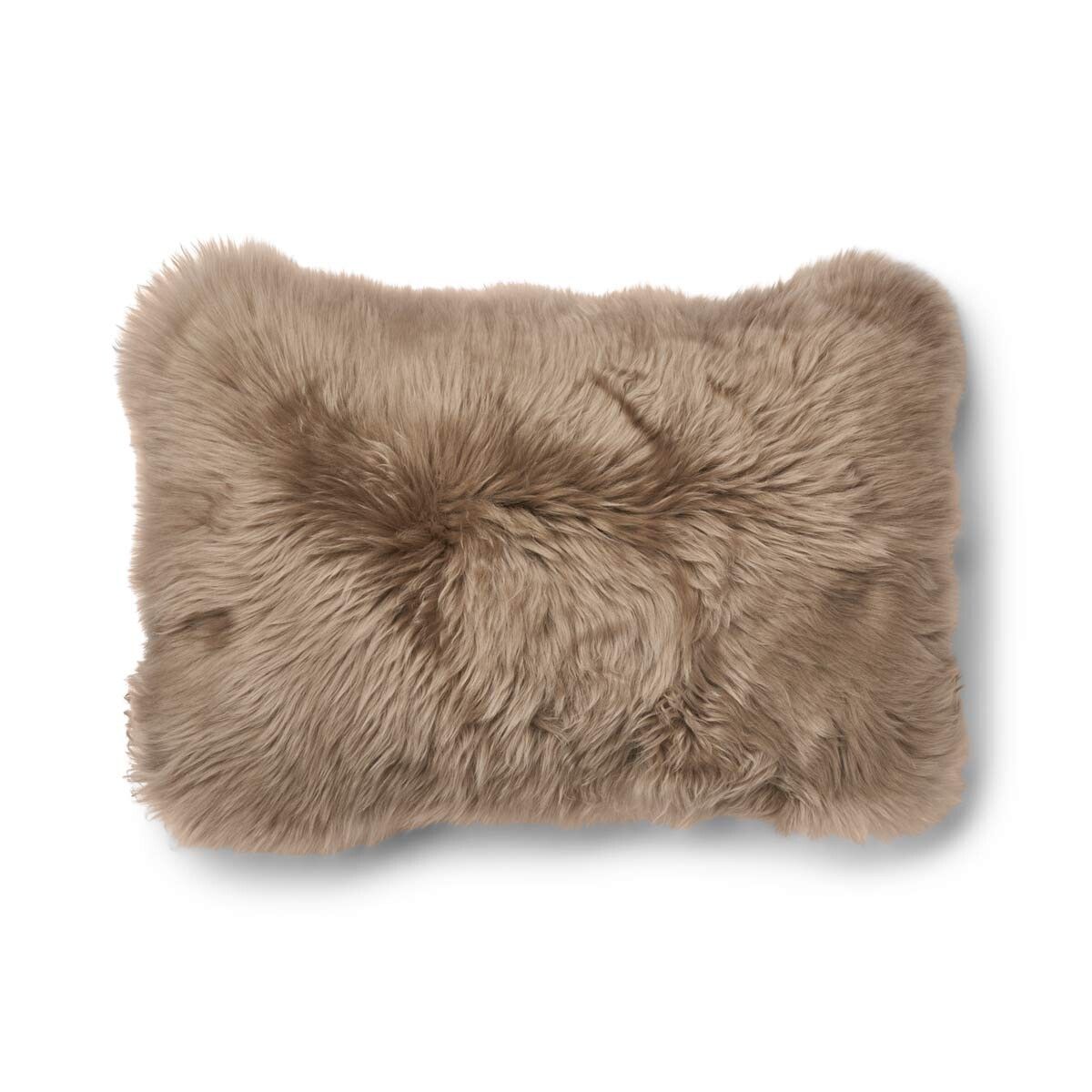 Long Wool Sheepskin Cushion | 34x52 cm Beige/Taupe