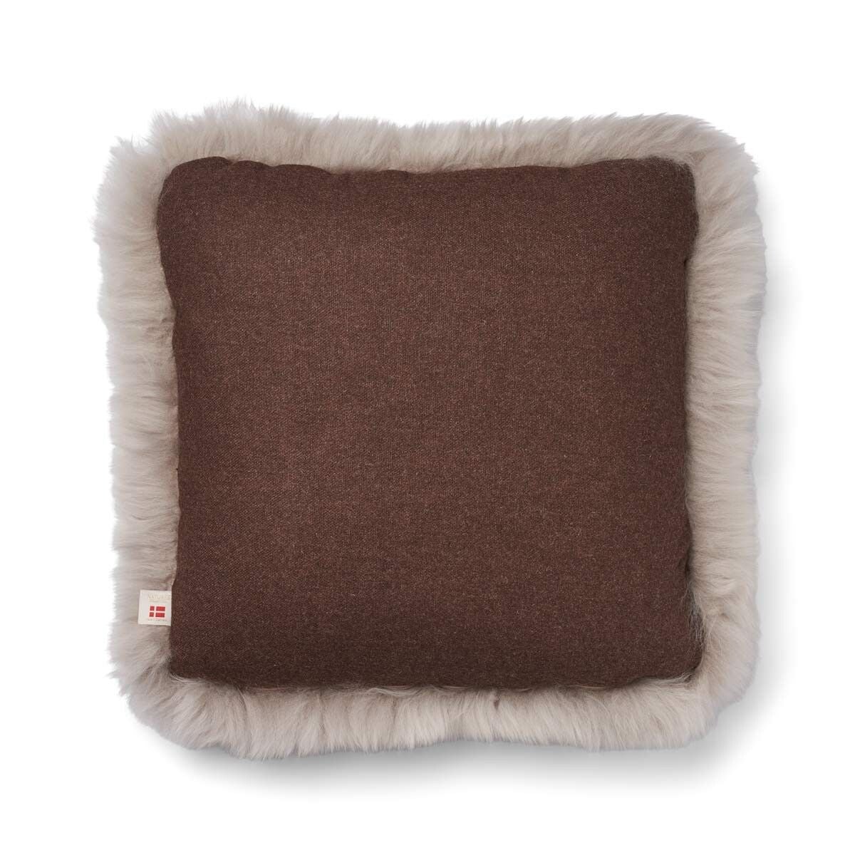 Long Wool Sheepskin Cushion | 52x52 cm Brown/Dove
