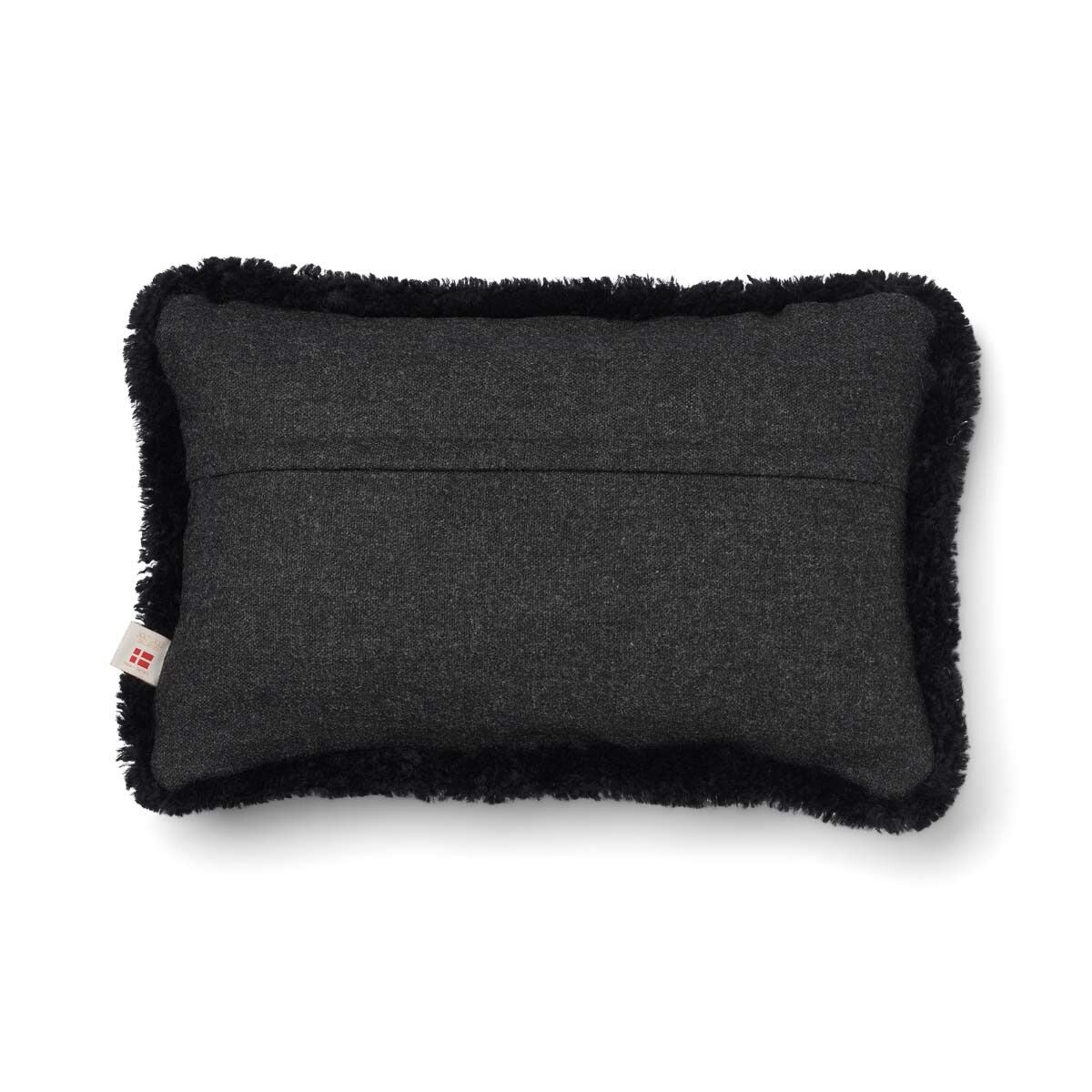 Short-Wool Sheepskin Cushion | SW trim | 52x52 cm | 34x52 cm Charcoal/Black