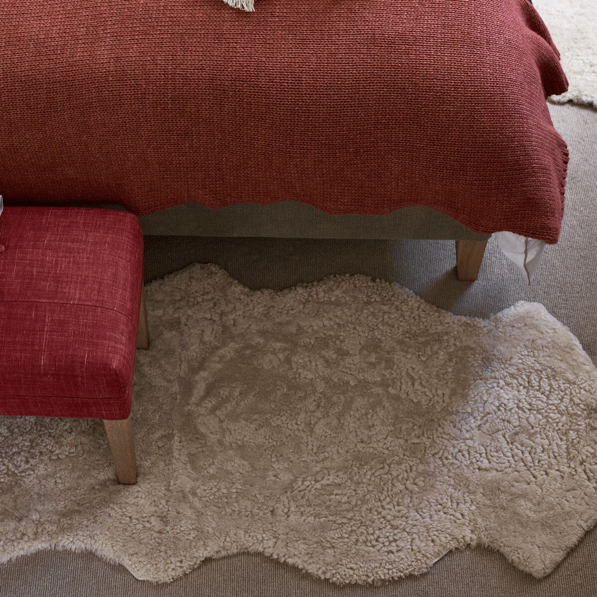 Double Sheepskin Rug | New Zealand | Short Wool curly | 170x60 cm Pearl