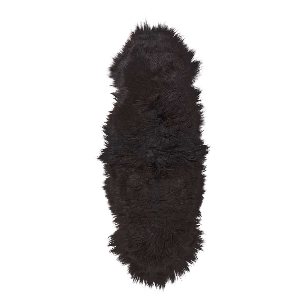 Double Icelandic Sheepskin | Natural Colors | Long Wool |180 cm Blacky