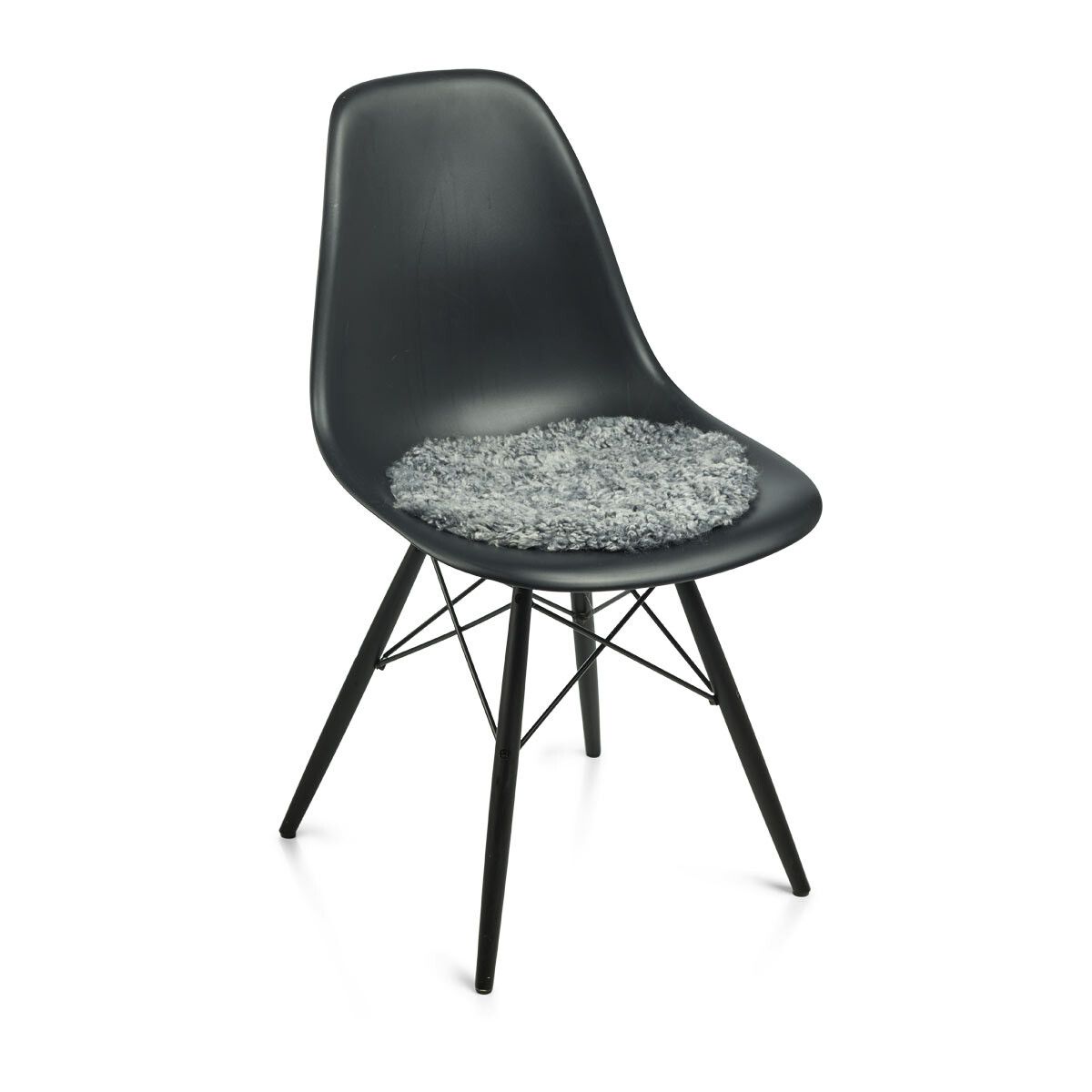 Premium Short Wool Curly Sheepskin Seat Cover | Ø38 cm Light Grey