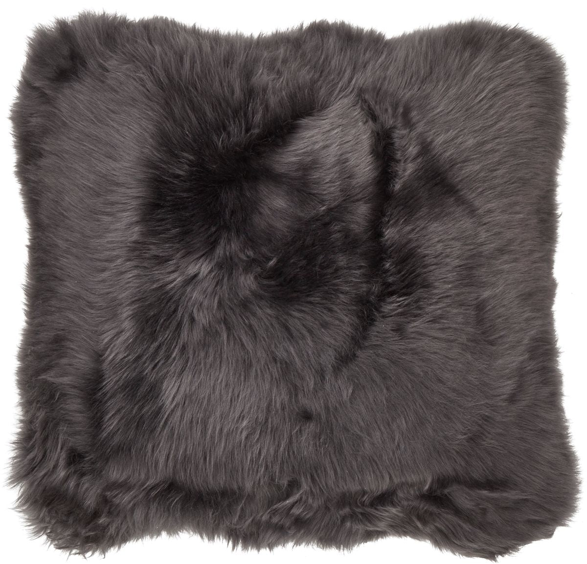 Long Wool Sheepskin Cushion | LW | Leather backing | 50x50 cm Steel