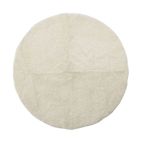Short Wool Curly Sheepskin Design Rug | D140 cm Ivory