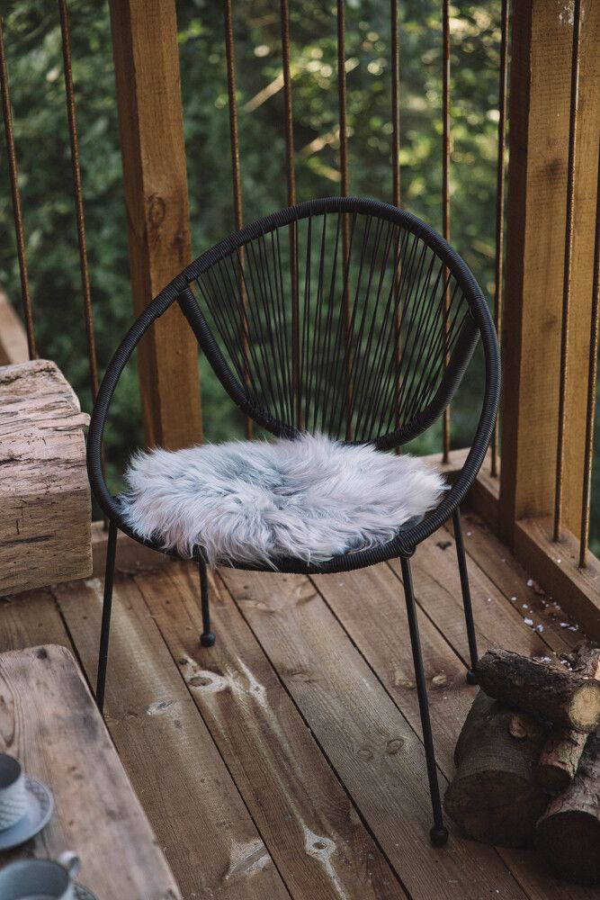 Premium Seat Cover | Long Wool | New Zealand | D34 cm Light Grey