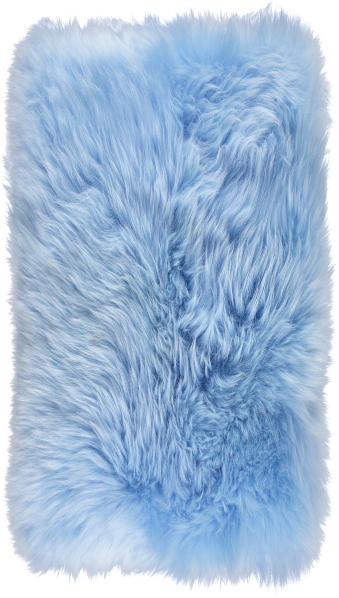 Long-Wool Sheepskin Cushion | 28x56 cm Summer Sky