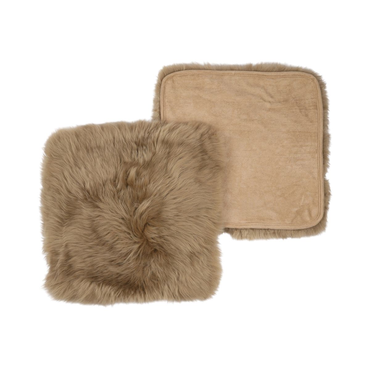 Seat Cover | With Backing | Long Wool | New Zealand | 40x40 cm Taupe