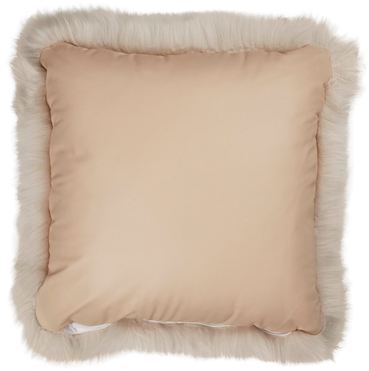 Long Wool Sheepskin Cushion | LW | Leather backing | 50x50 cm Linen