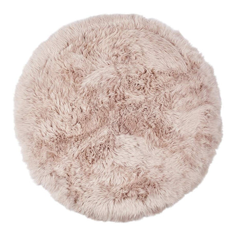 Long Wool Sheepskin Design Rug | Ø140 cm Dove