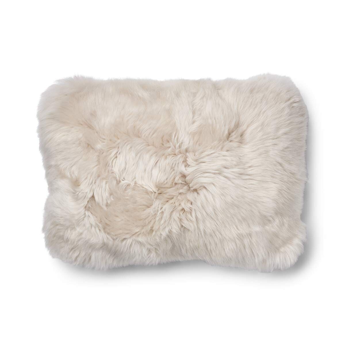 Long Wool Sheepskin Cushion | 34x52 cm Beige/Linen