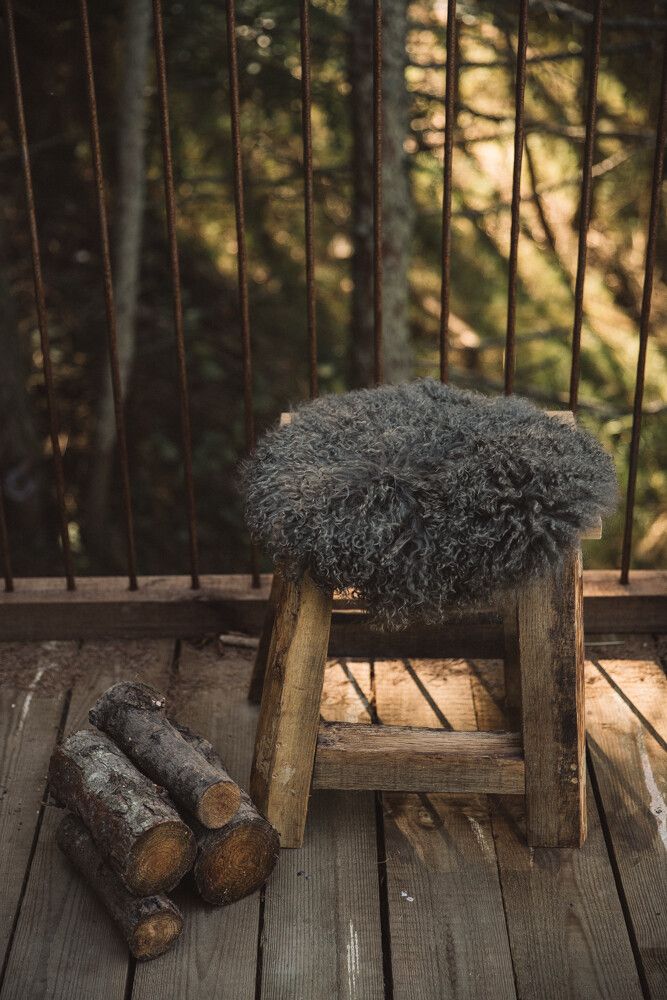 Seat Cover | Long Wool | ø34 cm Light Grey