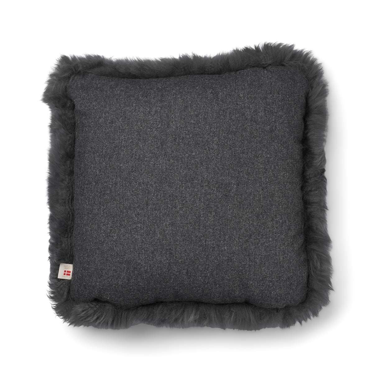 Long Wool Sheepskin Cushion | 52x52 cm Rock/Steel