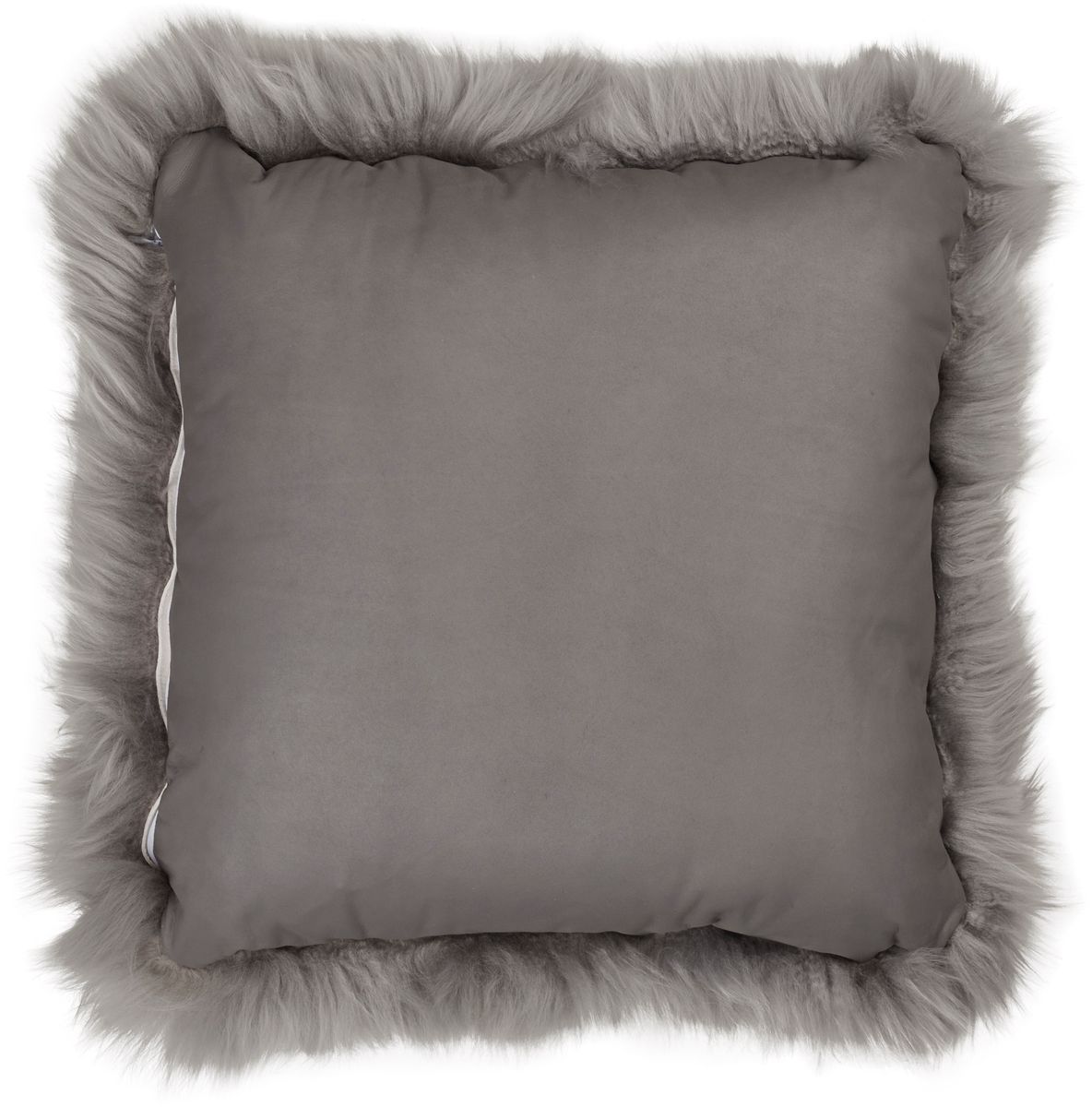Long Wool Sheepskin Cushion | LW | Leather backing | 50x50 cm Light Grey