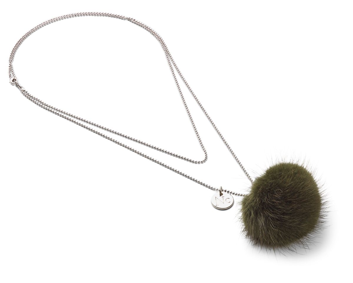 Necklace Pom Pom Khaki