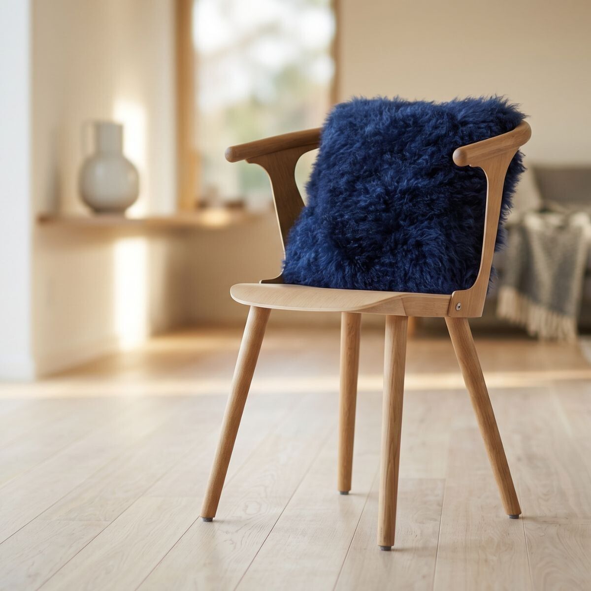 Mongolian Curly Cushion Navy Blue