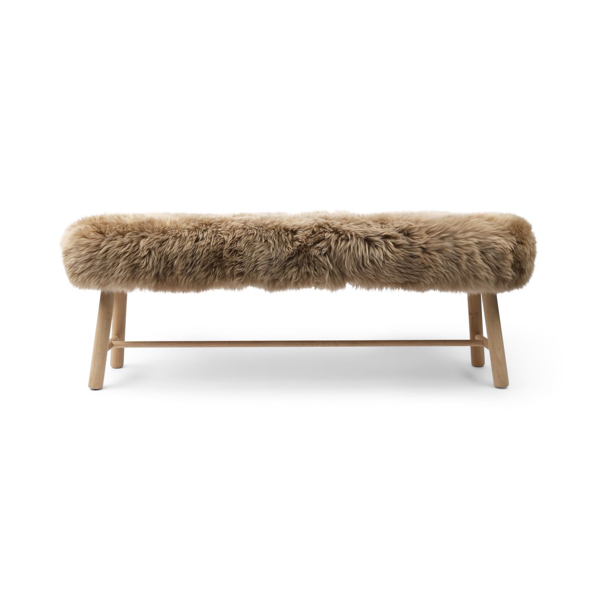 Bench with New Zealand Long Wool Sheepskin | Oak Legs