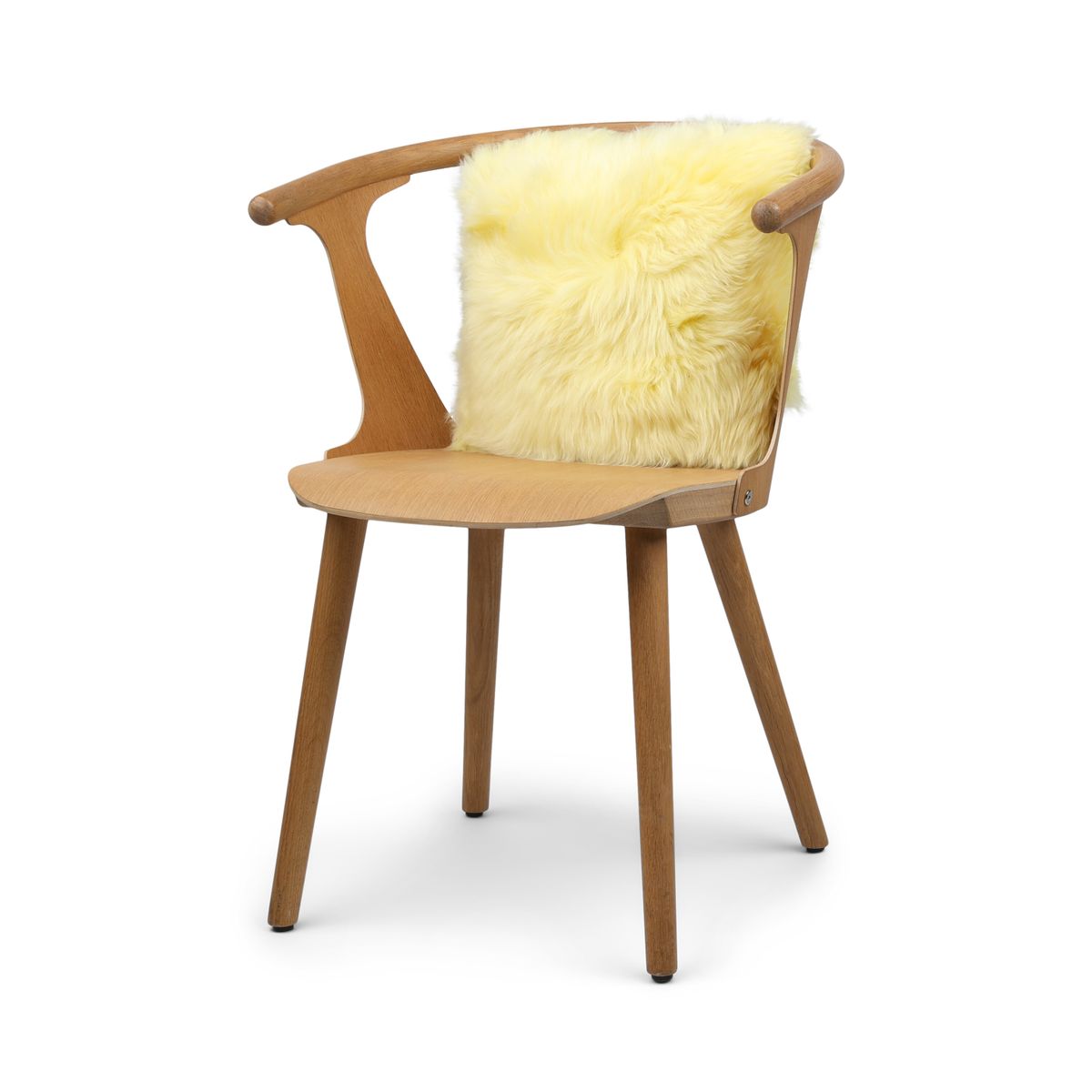 Long-Wool Sheepskin Cushion | 35x35 cm Lemon