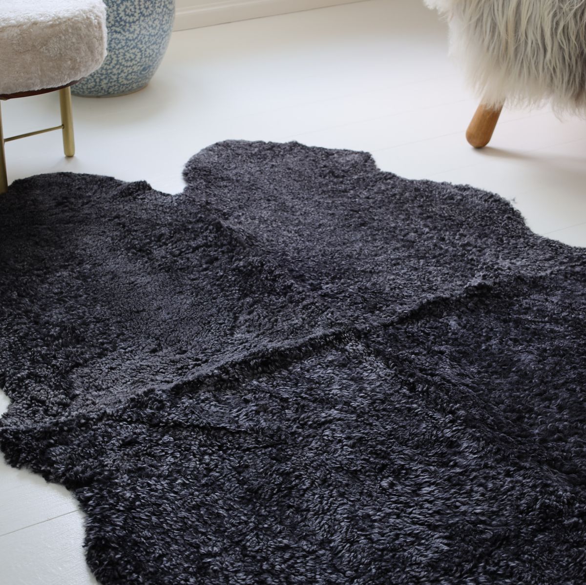 New Zealand Sheepskin | Short Curly Wool | Rug 180x110 cm Anthracite