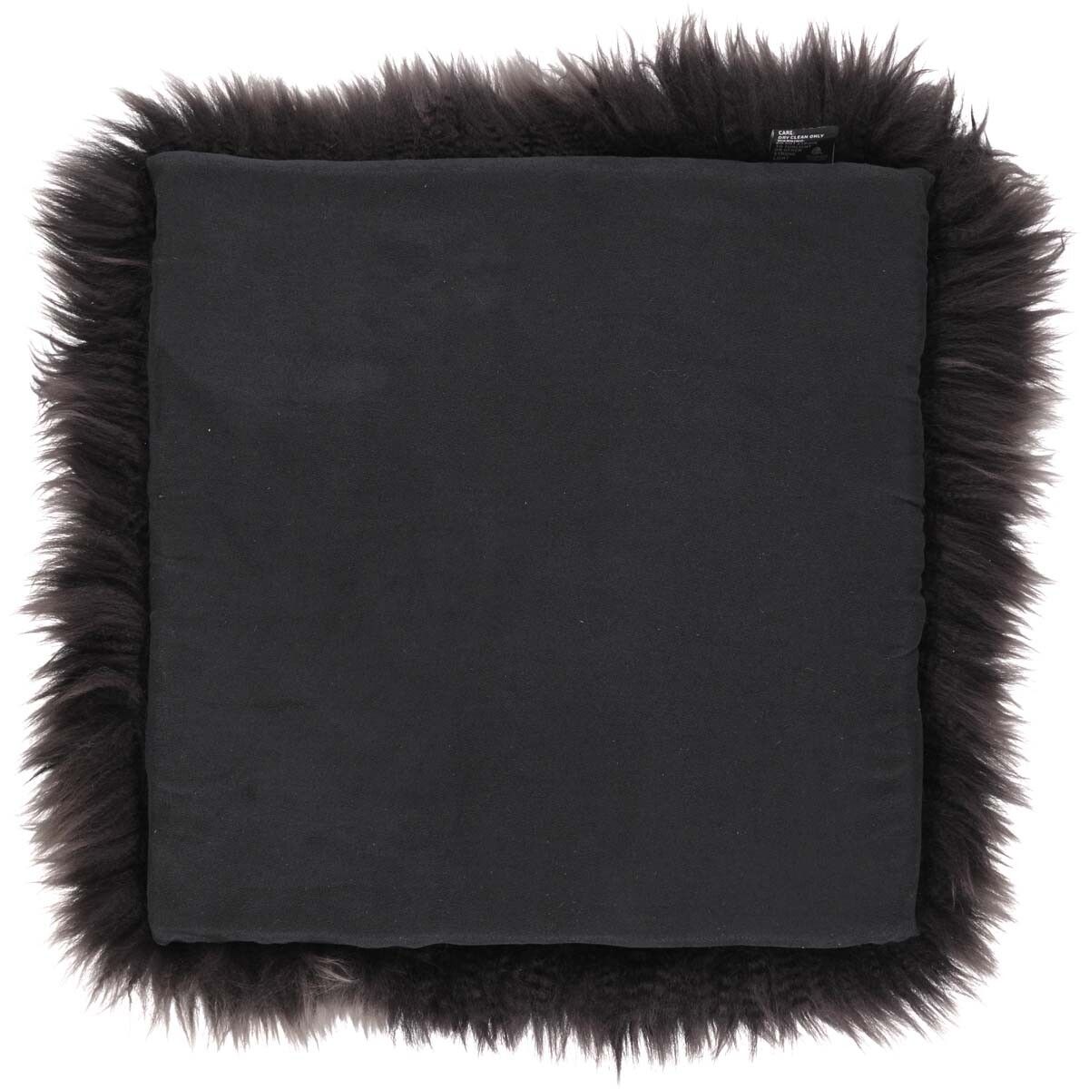 Long Wool Sheepskin Seat Cover | With Filling | 37x37 cm Walnut