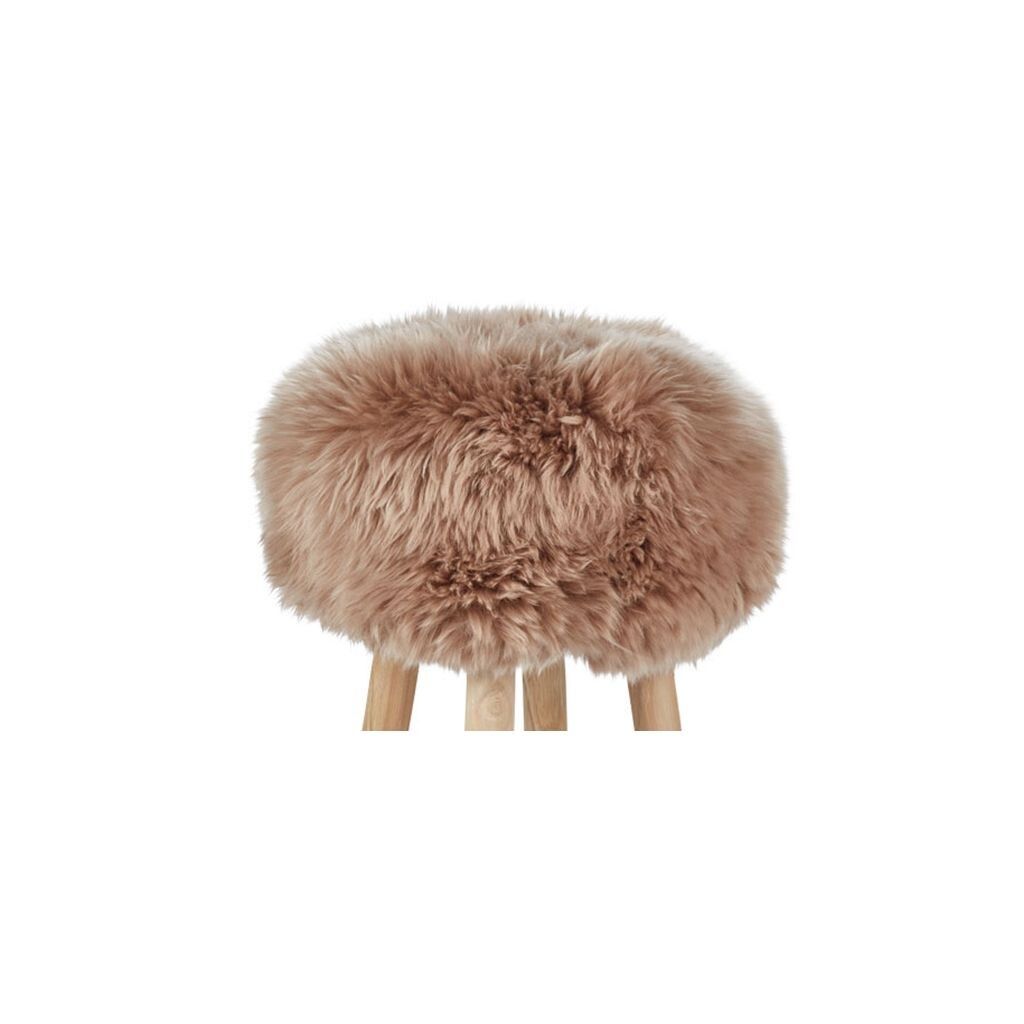Long Wool Stool Cover | Ø35xH17 cm Warm Sand