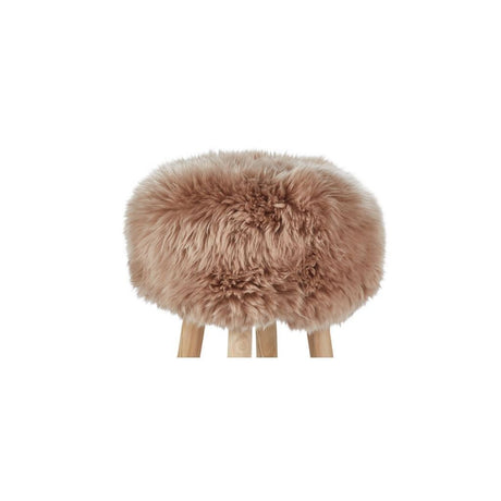Long Wool Stool Cover | Ø35xH17 cm Warm Sand