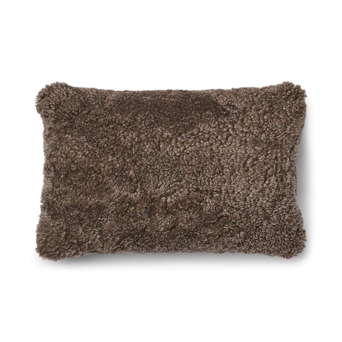 One Side Cushion | Short Wool | 34x52 cm Cocoa-Dark Brown/Taupe