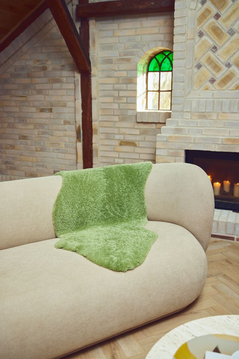 New Zealand Sheepskin | Short Curly Wool | Rug 100 cm Sage Green