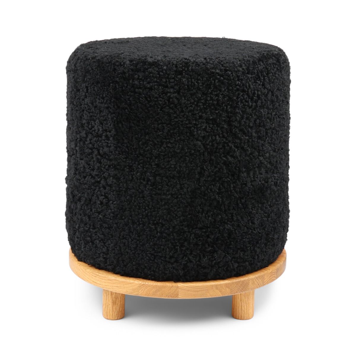 Simon Stool | Short Wool Black