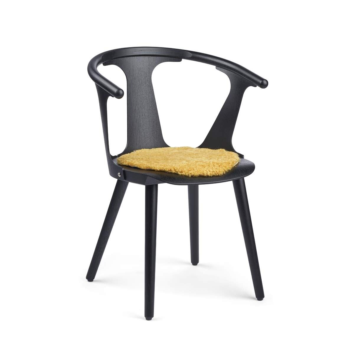 Short Wool Sheepskin Seat Cover | Ø38 cm Coral Yellow