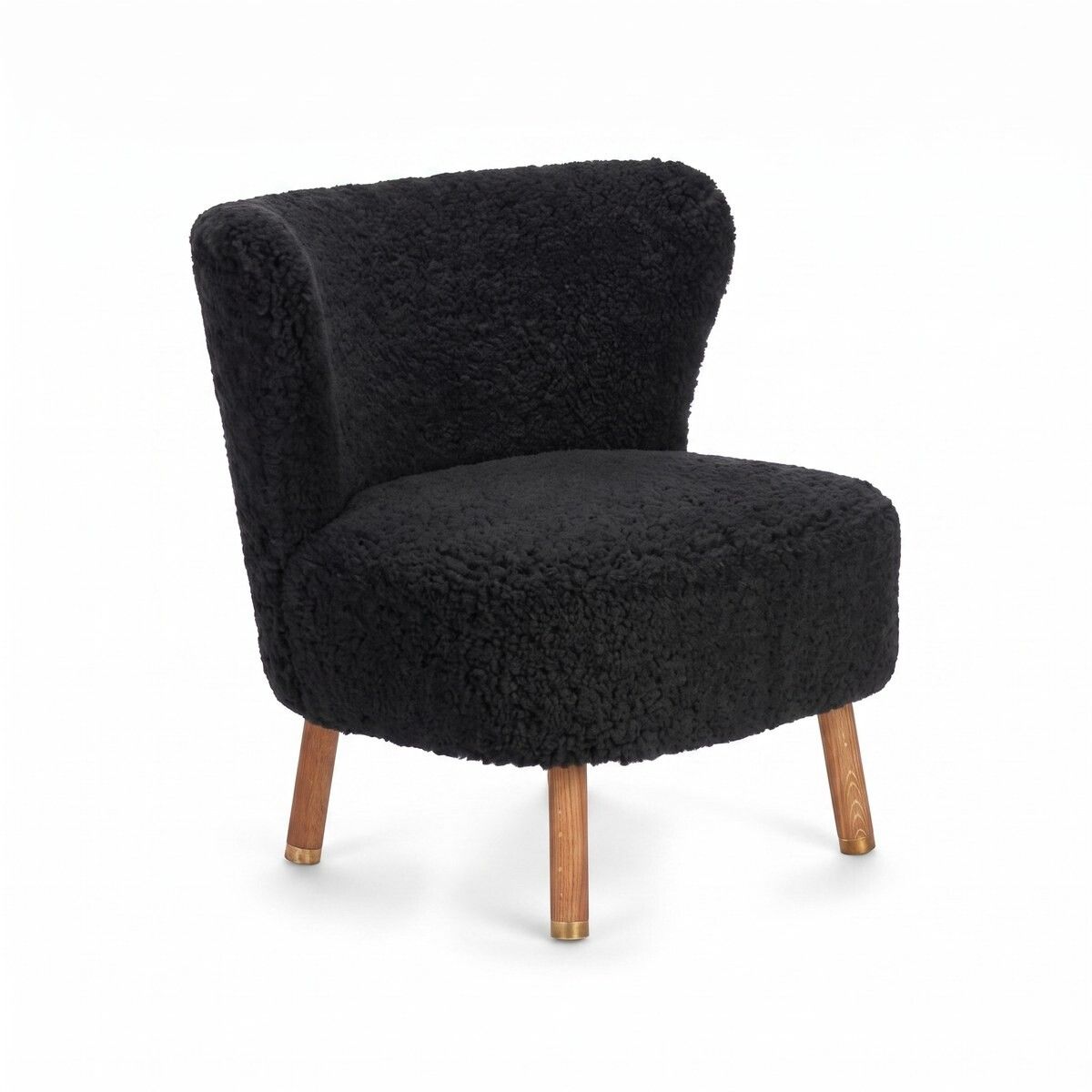 Emil Lounge Chair | Short Wool Black
