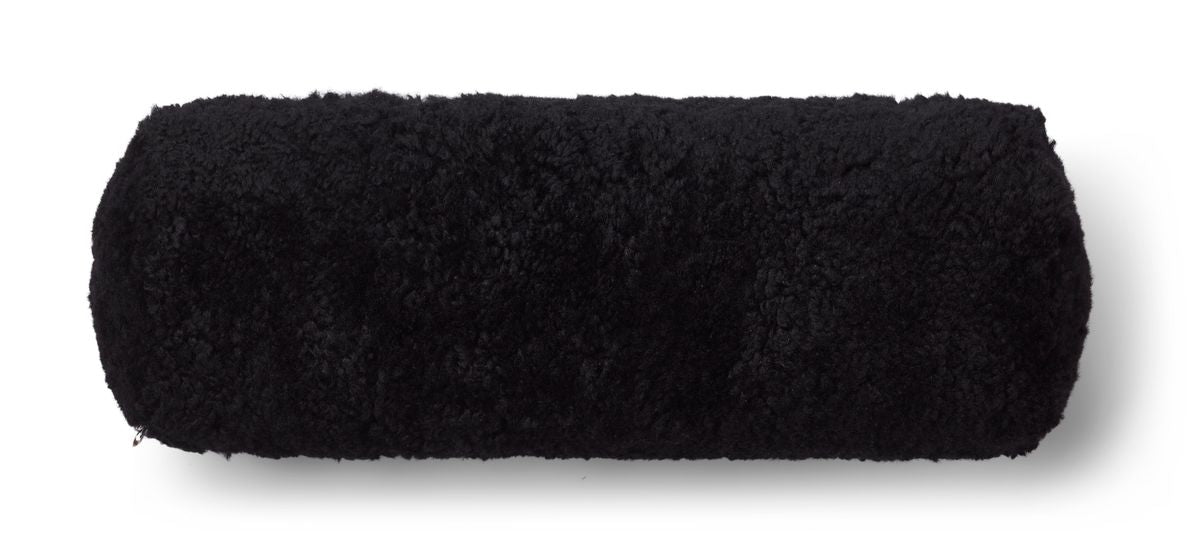 Bolster Cushion | Short Wool Sheepskin | D20xL52 cm Black