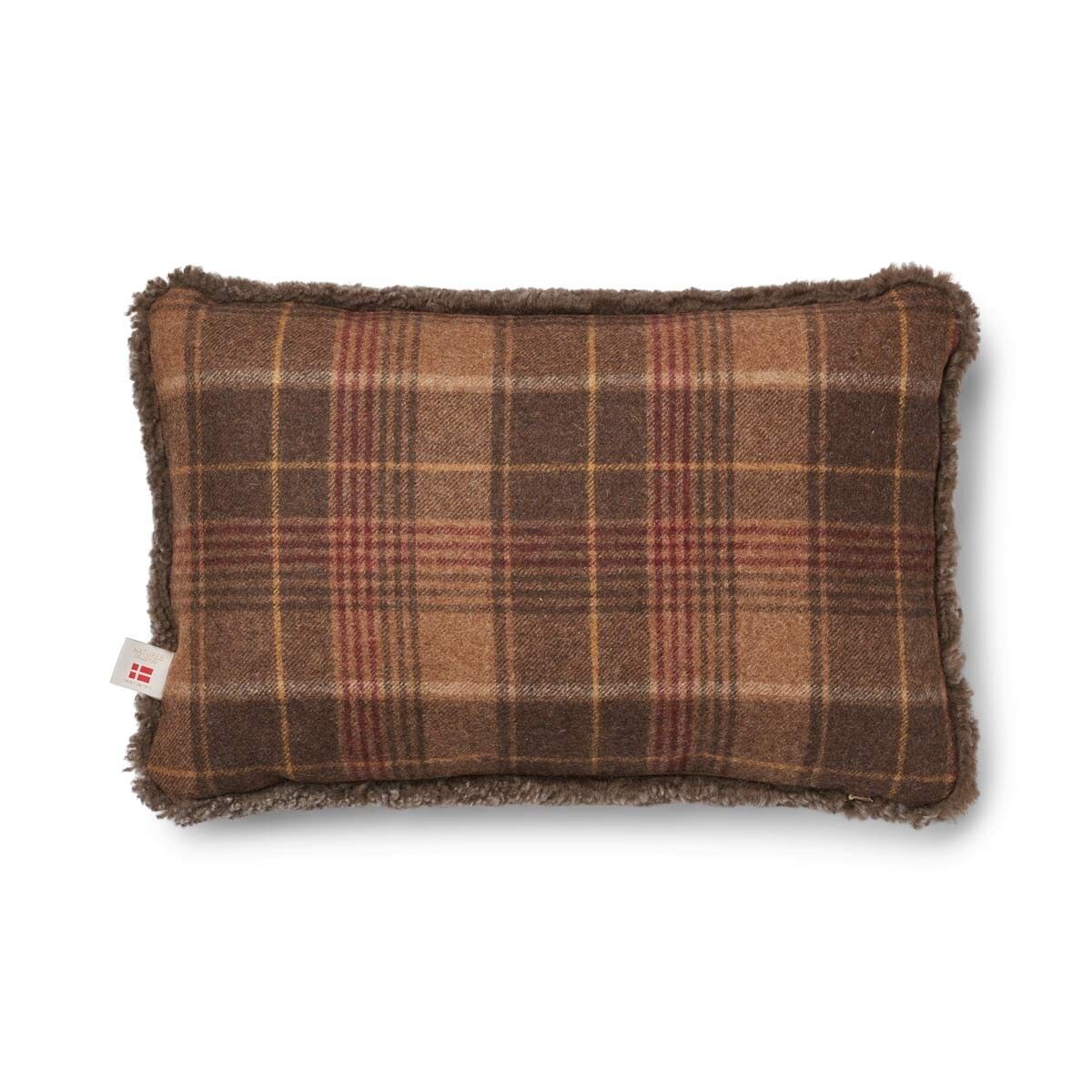 One Side Cushion | Short Wool | 34x52 cm Cocoa-Dark Brown/Taupe