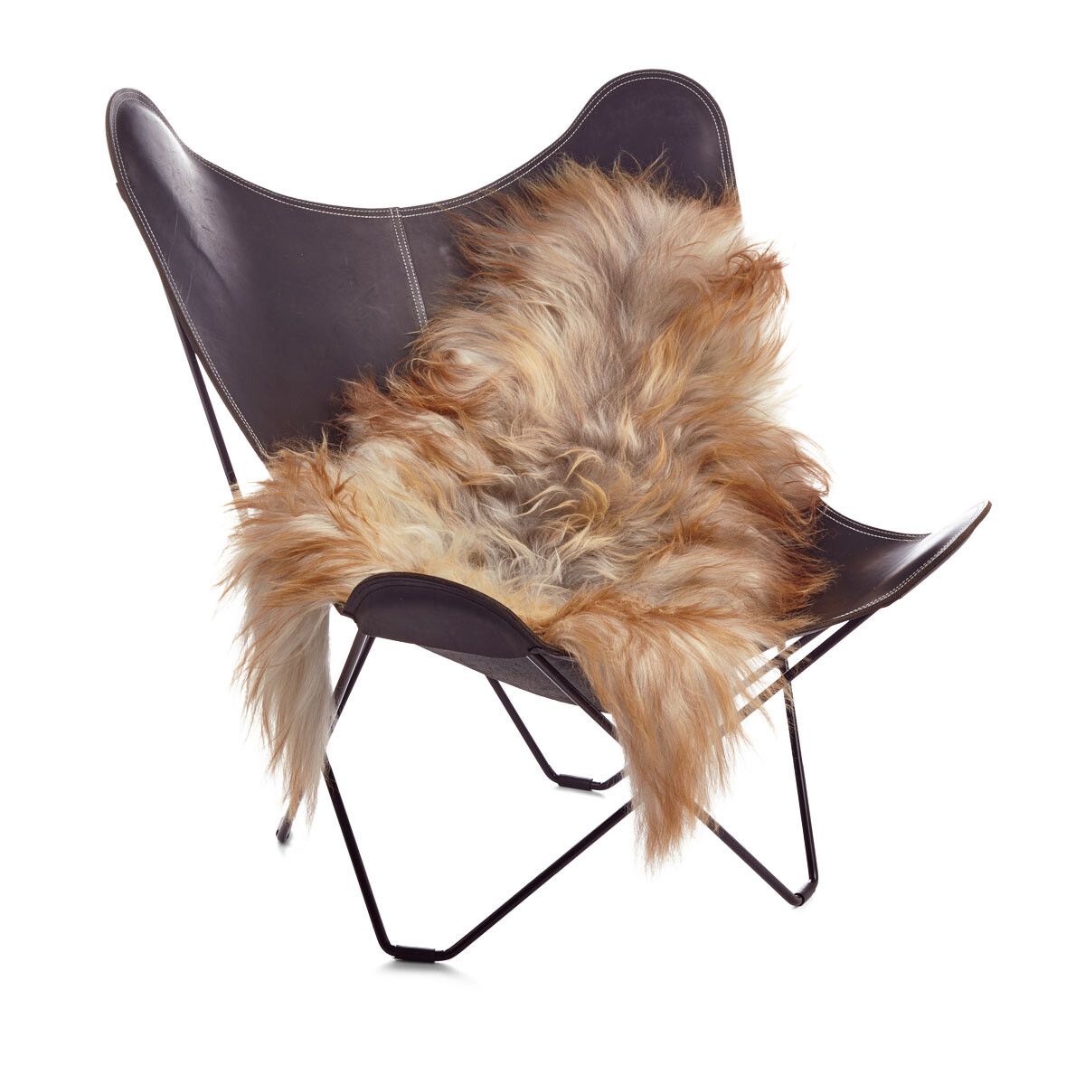 Icelandic Sheepskin | Natural Colors | Long Wool | 90 cm Natural Grey Caramel