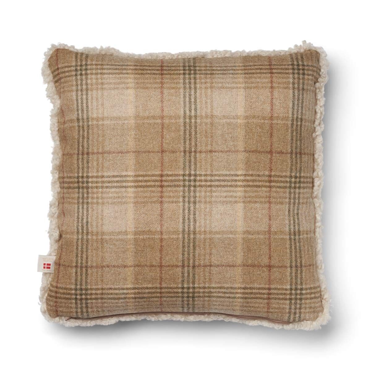 Two-sided Cushion | Short Wool | 52x52 cm Sand-Beige/Pearl