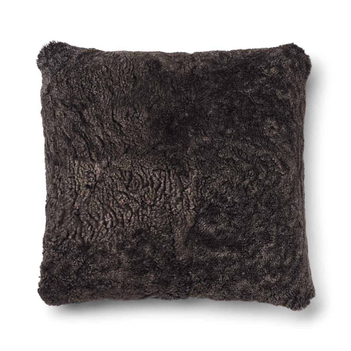 One Side Cushion | Short Wool | 52x52 cm Kilberry Fir-Dark Green/Cappuccino