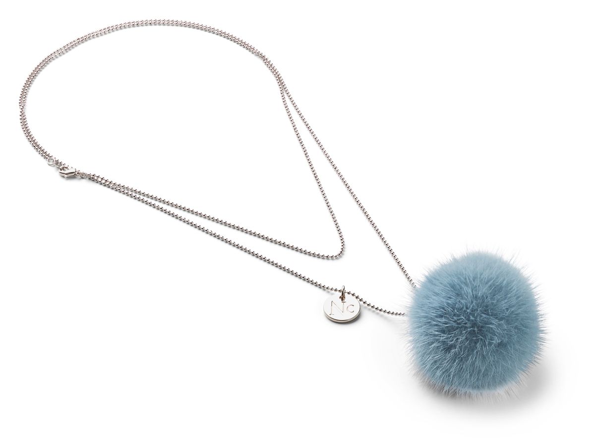 Necklace Pom Pom Light Skyblue