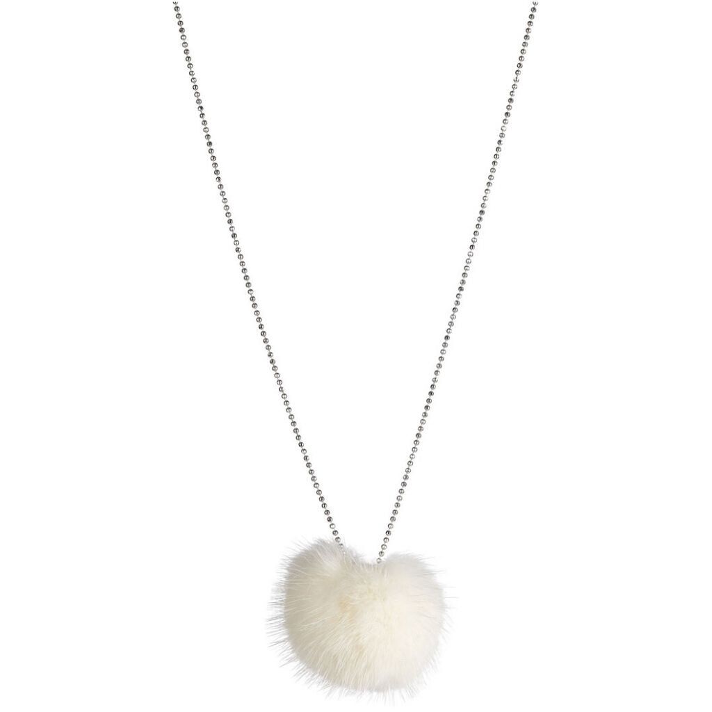 Pom Pom Necklace White