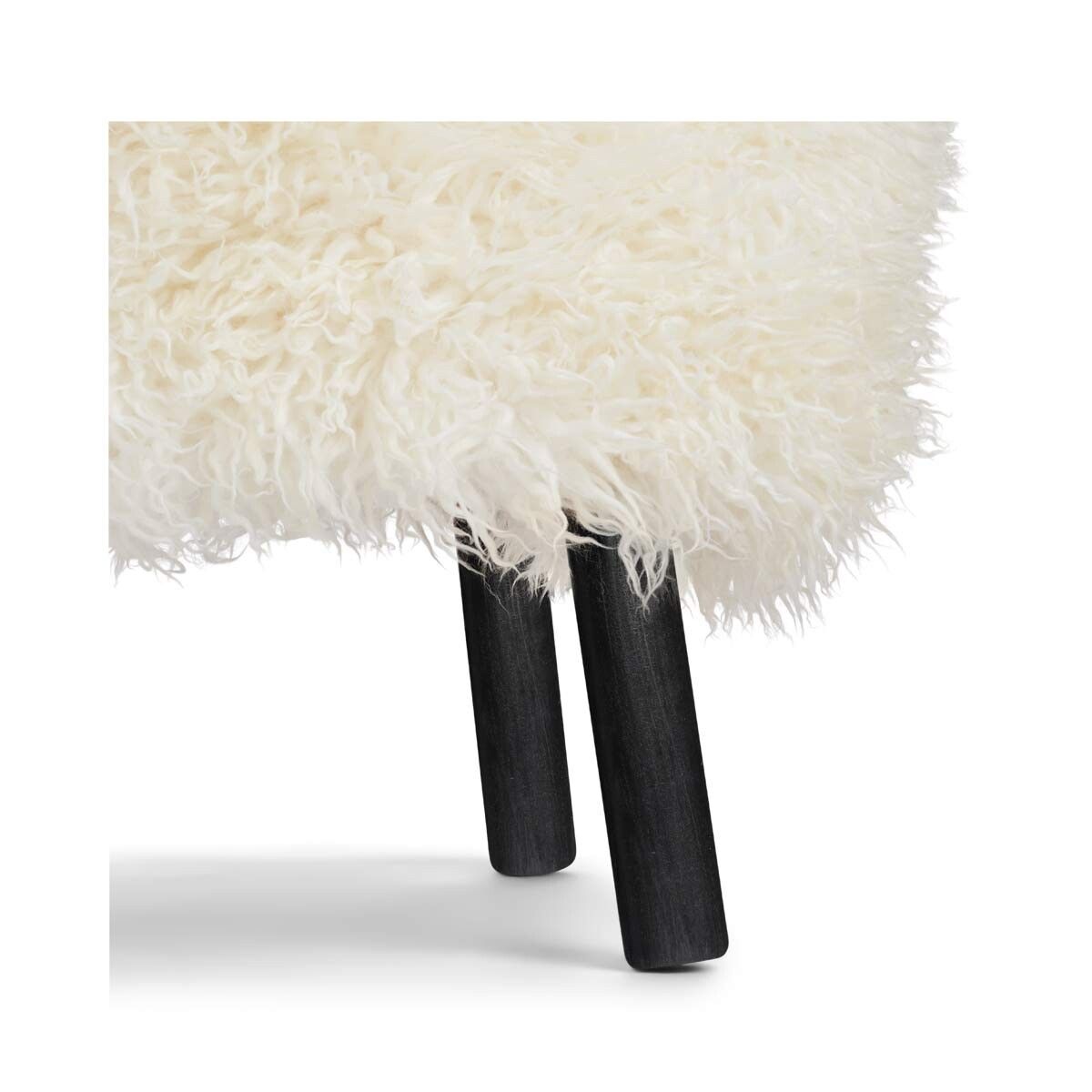 Emil Foot Rest | Long Wool Snow White