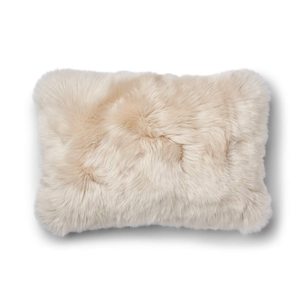 Two-sided Cushion | Long Wool | 34x52 cm Sand-Beige/Linen