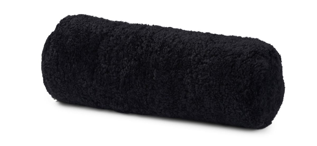 Bolster Cushion | Short Wool Sheepskin | D20xL52 cm Black