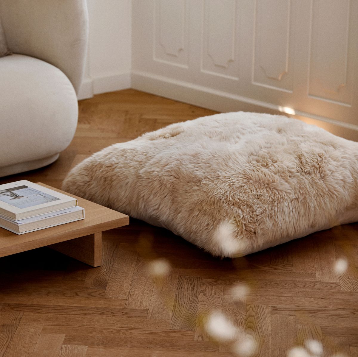 Maxi Float Cushion | Long Wool | 90x90 cm Black