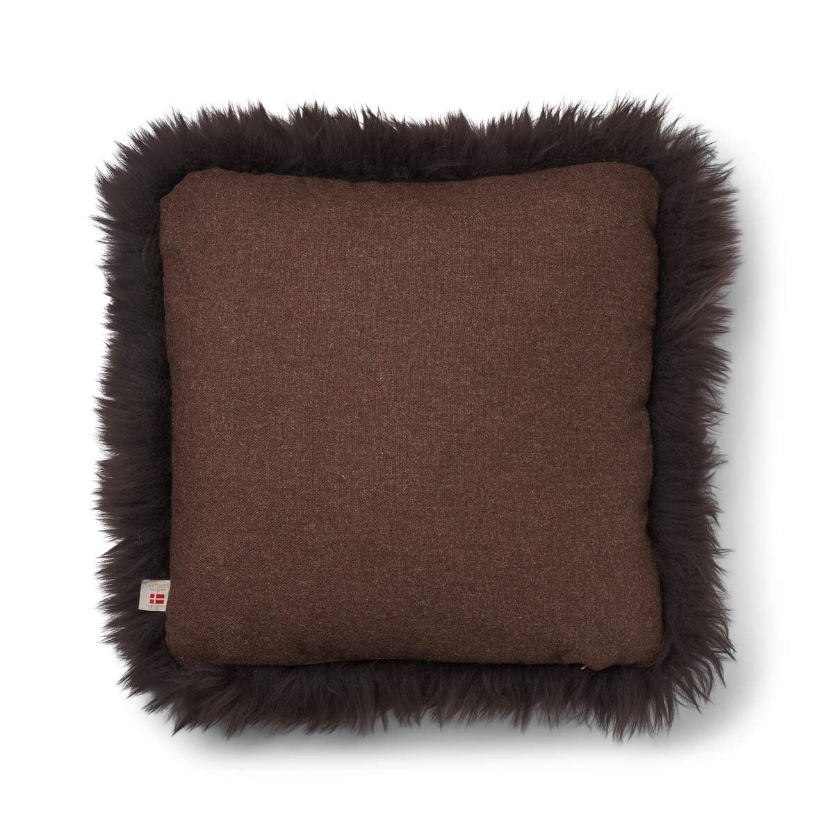 Long Wool Sheepskin Cushion | 52x52 cm Brown/Chocolate