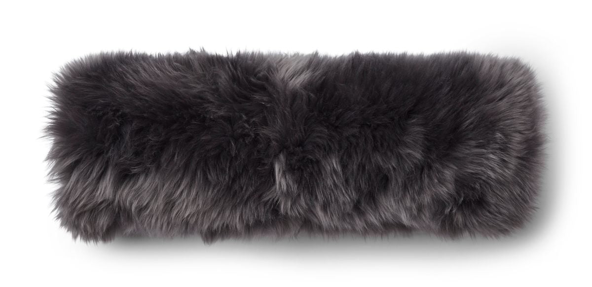 Sheepskin Bolster Cushion | D20xL52 cm Steel/Graphite