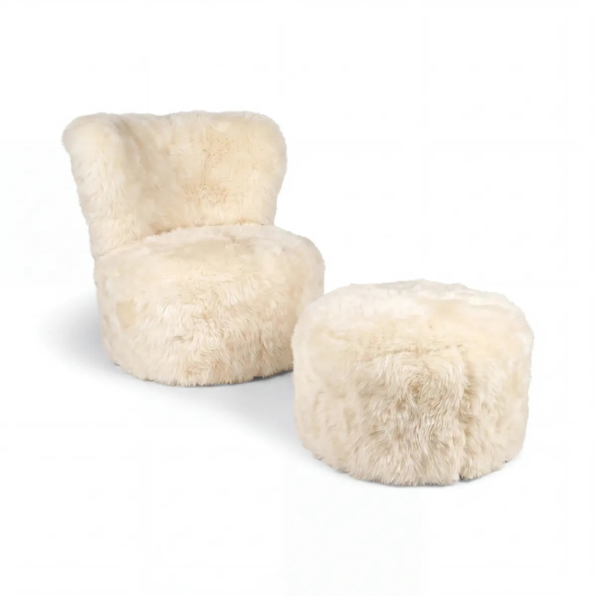 Skandi Footrest | Long Wool Sheepskin | New Zealand Linen