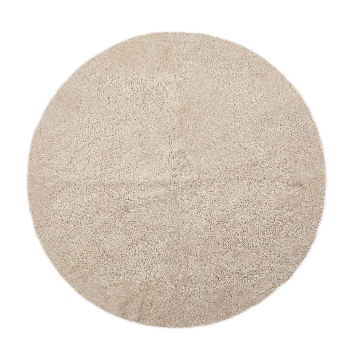 Short Wool Curly Sheepskin Design Rug | D140 cm Pearl