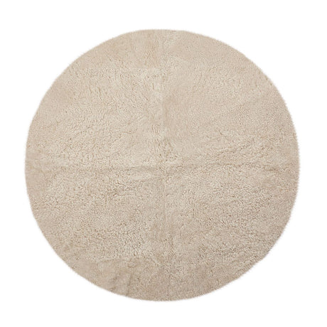 Short Wool Curly Sheepskin Design Rug | D140 cm Pearl
