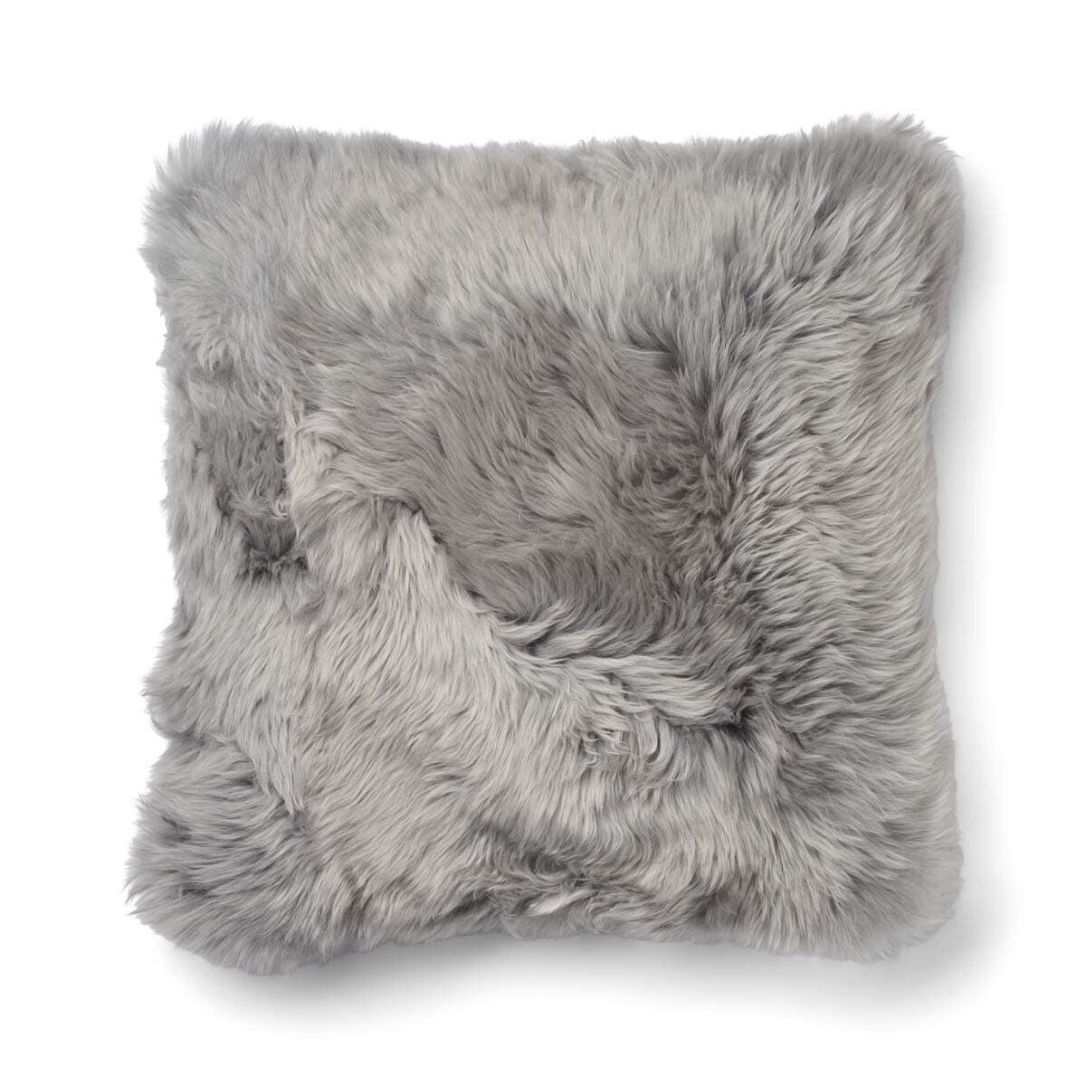 One Side Cushion | Long Wool | 52x52 cm Glencheck-Grey/Light Grey