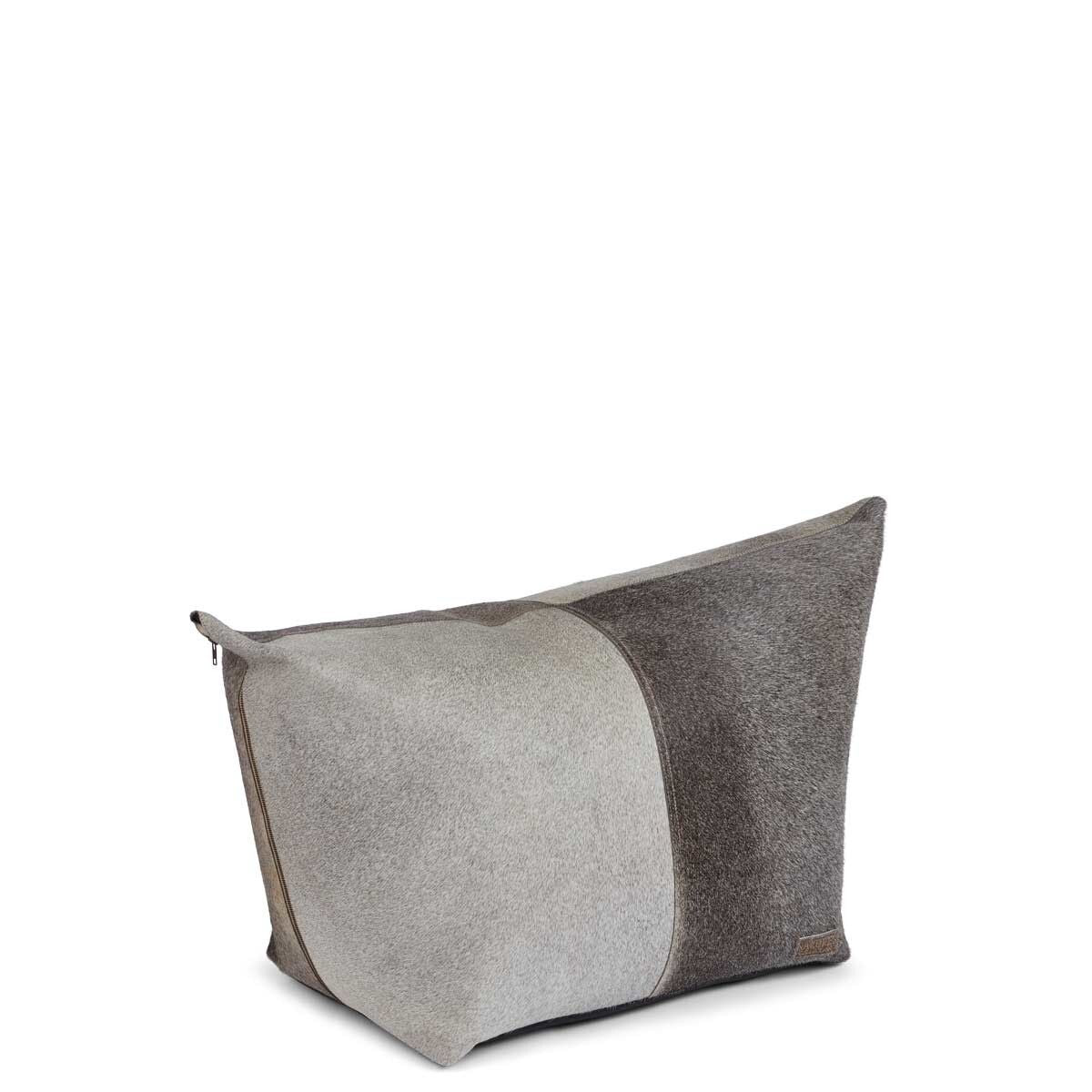 Calf Leather Pouf | 120x60x80 cm Grey