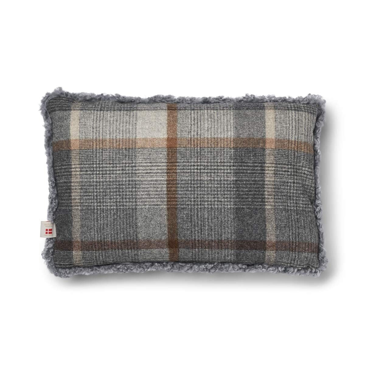 Two-sided Cushion | Short Wool | 34x52 cm Glencheck-Grey/Light Grey